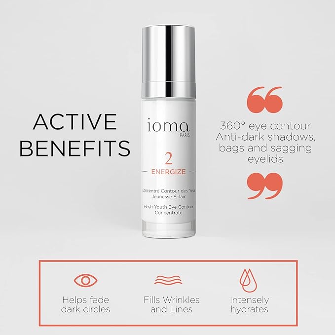 IOMA Paris - ENERGIZE Flash Youth Eye Contour Care - Eye Concentrate, Brightens Skin Tone and Erases Fine Lines, Eye Cream for Dark Circles & Puffiness, (30 ml)-Velvo Beauty