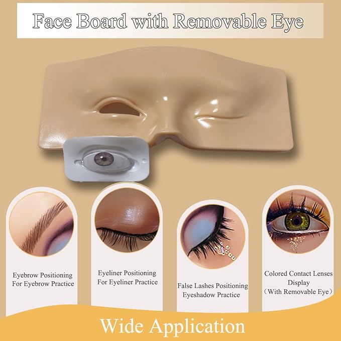 Makeup Practice Face, Makeup Mannequin Face with Makeup Practice Face Board, 3D Reusable Practice Eye Makeup Face Eyeshadow Mannequin for Professional Makeup Artists and Beginner to Practice Makeup-Velvo Beauty