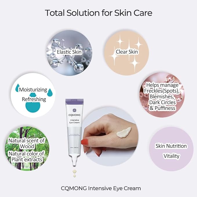 Intensive Eye Cream 1.01 fl oz for hydrating, wrinkles, elastic skin, dark circles, puffiness, fine lines, eye bags under eyes | Hyaluronic Acid, Collagen, Peptide | Korean skincare-Velvo Beauty