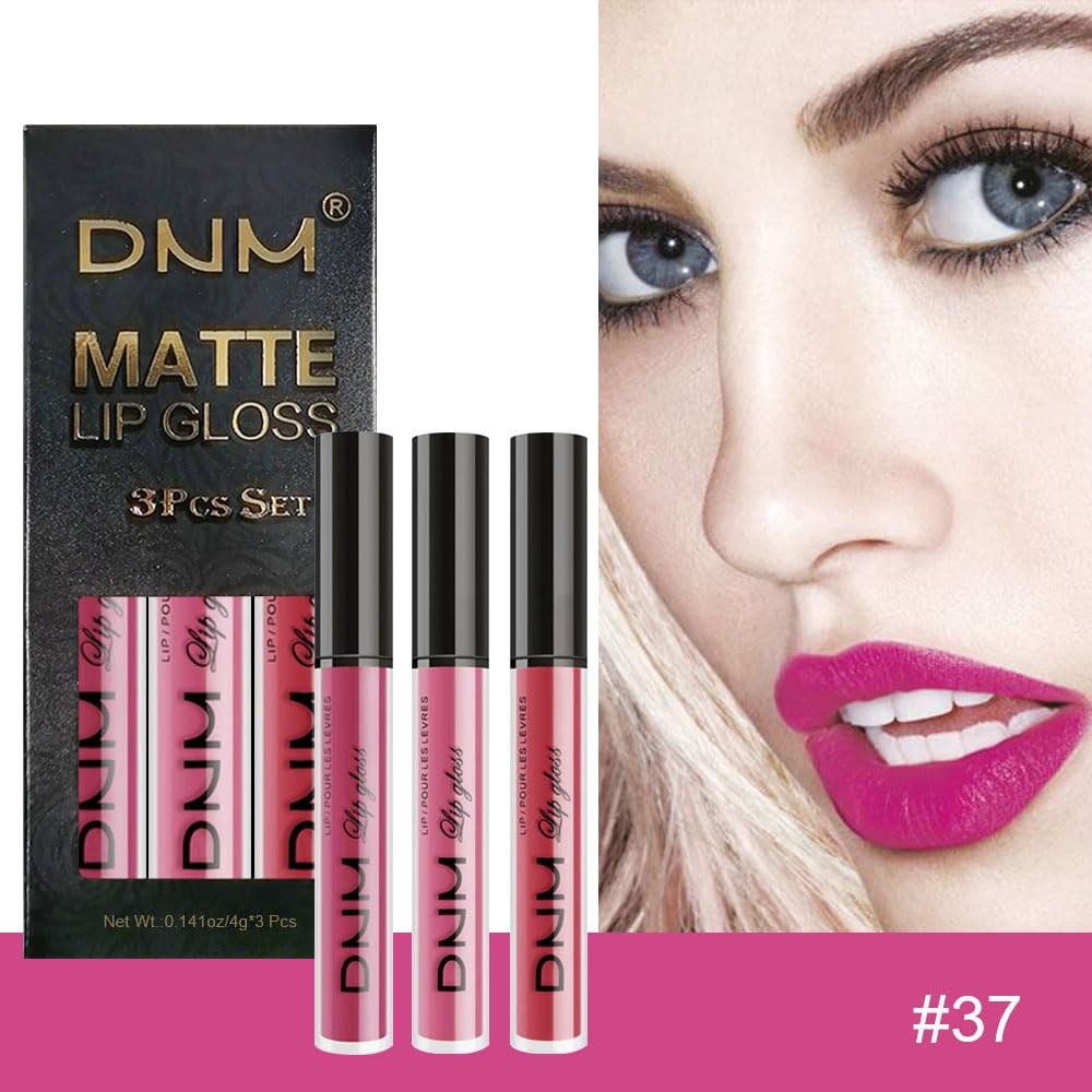 evpct 3Pcs Rose red plum Warm pink Deep cranberry Matte Liquid Lipstick Set for Women 24-hour Matte Lipstick Lip Stain Gloss Long Lasting 24 Smudge Waterproof labiales mate larga duracion 24-Velvo Beauty