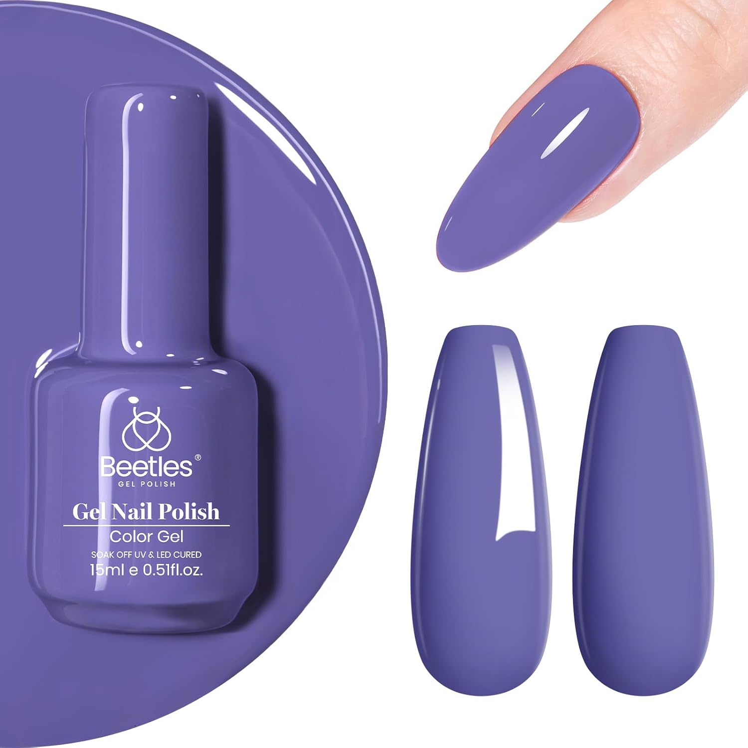 beetles Gel Polish Purple Gel Nail Polish Periwinkle Color 15ml Soak Off Uv Lamp Nail Art Manicure Salon Design DIY Home Gift for Women Girls-Velvo Beauty