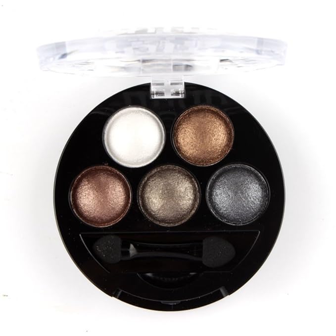 Mallofusa 5 Colors Eye Shadow Palette Powder Glitter Metallic Shimmer Makeup Palette Charming Highlight Look (Nature) 4.7oz-Velvo Beauty