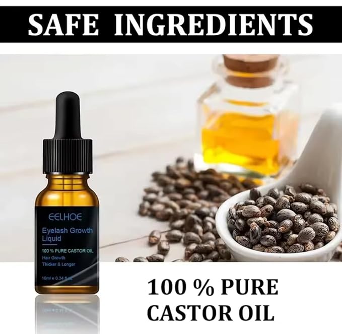 Eyelash Growth Serum, Pure Castor Oil, 0.34 fl oz with Applicator-Velvo Beauty