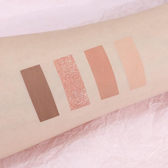 4 Colors Matte Shimmer Eyeshadow Makeup Palette,Nude Light Dark Brown Rose Gold Highly Pigmented Natural Neutral Eye Shadow Palette,Long Lasting Waterproof Naturing-Looking Women Girls Eye Shadow
