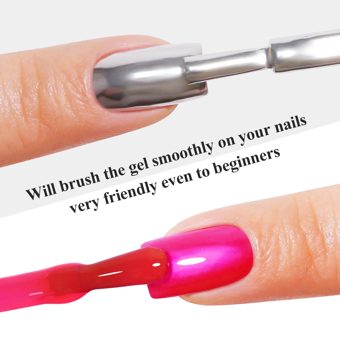 Imtiti Metallic Gel Nail Polish Set, 2 Pcs 10ml Chrome Mirror Shine gel polish & Hot Pink Jelly GEl POlish Soak Off UV LED Spring Summer Nail Art Manicure Salon DIY Design Kit-Velvo Beauty