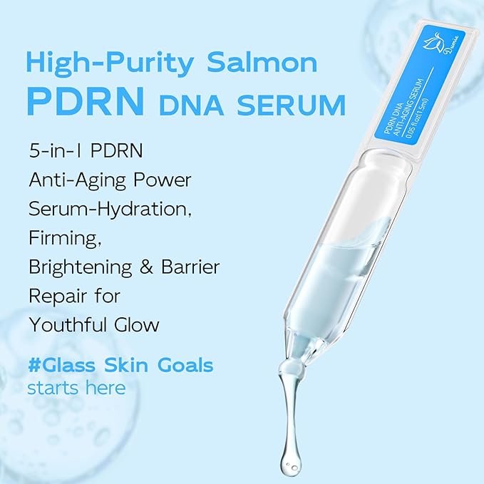 Salmon DNA PDRN Anti-Aging Serum, 5000ppm Salmon Egg DNA Ampoule, 2000ppm Collagen, Glutathione, Niacinamide & 6 Hyaluronic Acids, Korean Skincare for Wrinkles & Radiance,0.05 fl.oz x 30e-Velvo Beauty