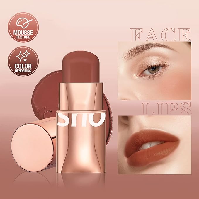 Cream Blush Stick for Cheeks Makeup,Waterproof Blush Face Stick Multi-Use Lip and Cheek Tint,Matte Finish Lightweight Easy to Blend Natural Cream Blusher Makeup for All Skin Tones- Rose Red-Velvo Beauty