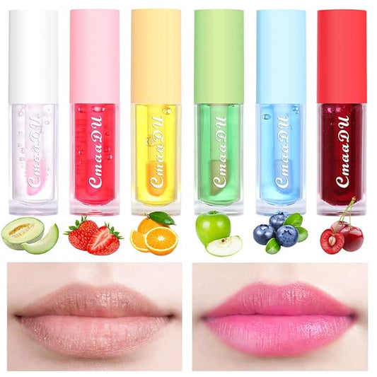 BINGBRUSH 6 Pcs Fruity Color Changing Lip Gloss for Girls, Pink Magic Mood Lip Oil Tinted, Temperature Color Change Lip Stain Lip Balm, Longlasting Lips Will Not Dry Out-Velvo Beauty