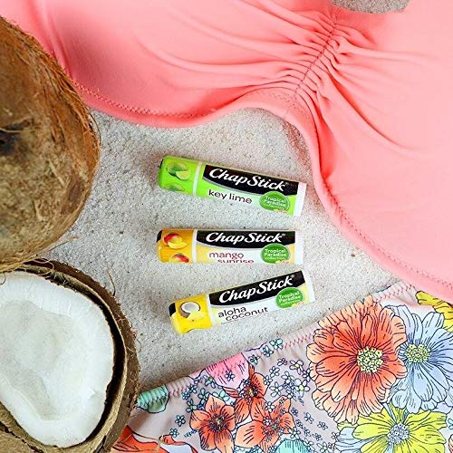 Chapstick Limited Edition Tropical Paradise Collection Aloha Coconut Flavored Skin Protectant Lip Balm Tube - Great for Moisturizing & Hydrating Chapped, Cracked, Dry Lips – 0.15oz Each, 12 Sticks-Velvo Beauty