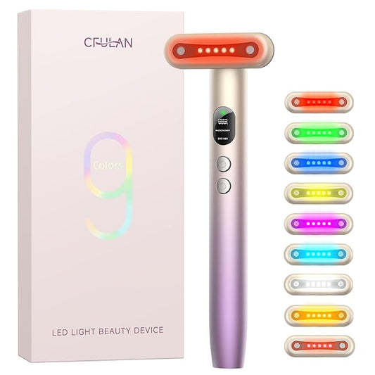 Red-Light-Therapy-for-Face,9 in 1 LED Light Therapy Eye Equipment for Skin Care, Red Light Therapy Face Massager Eye Beauty Skincare Rejuvenation Tool Microcurrent Facial Device Gift for Women at Home-Velvo Beauty