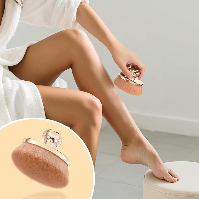 Extra Large Body Makeup Brush for Self Tanner – 115mm Wide Rose Gold Kabuki Body Brush for Bronzer Blend & Blur, Vegan Fiber Self Tanning Brush for Legs & Body with Drawstring Bag by Yoseng-Velvo Beauty
