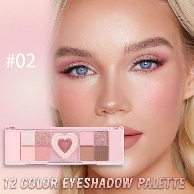 12 Colors Nude Natural Pink Matte Shimmer Eyeshadow Palette for Eye Makeup,High Pigmented Brown Eye Shadow Primers Powder Palet de sombras de ojos-Velvo Beauty