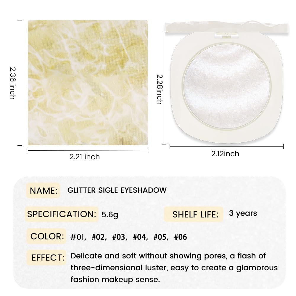 Pearl White Silver Shimmer Glitter Sparkling Monochrome Eyeshadow Palette,Metallic Single Eye Shadow for Older Women,Long Lasting Naturing-Looking Eye Makeup-Velvo Beauty