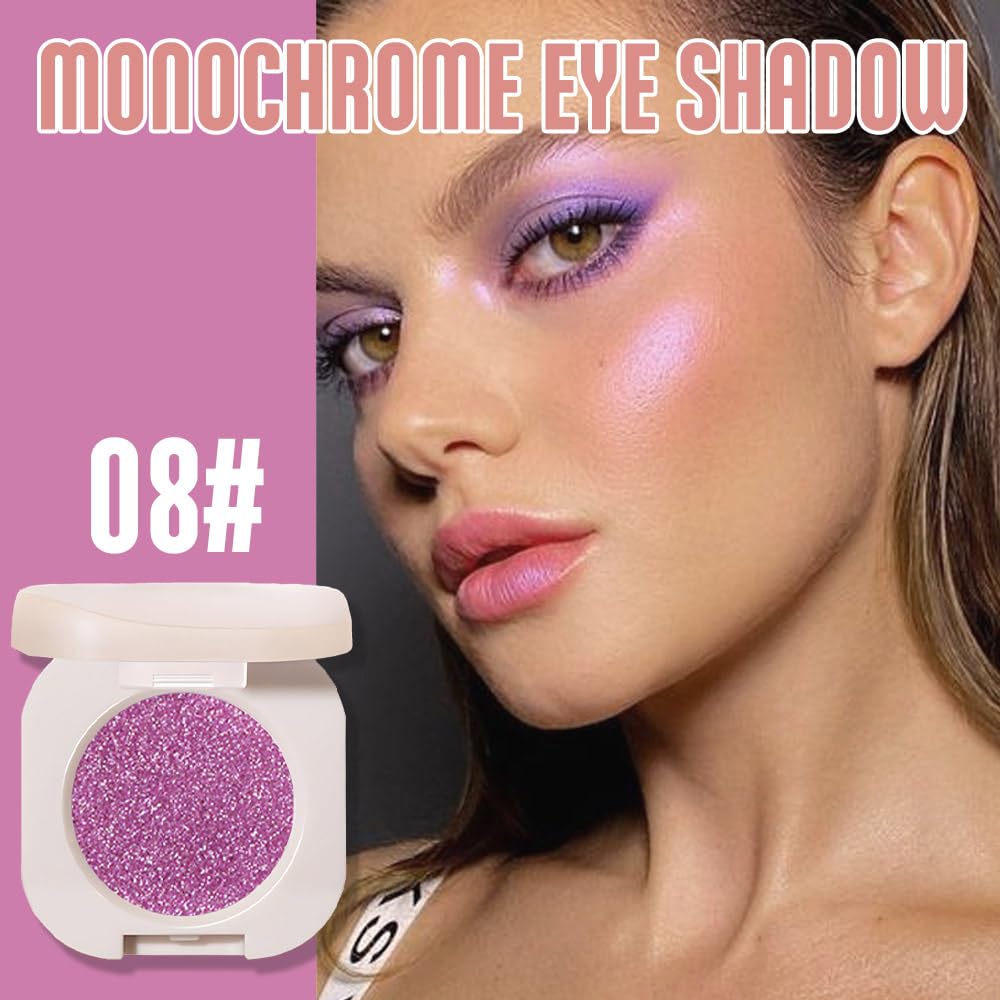 Single Purple Shimmer Sparkly Eyeshadow,Bright Intense Monochrome Eye Shadow,Apply Makeup Easily,Matte Pressed Powder Single Eyeshadow,24 Hour Eye Makeup Longwear Waterproof-Velvo Beauty