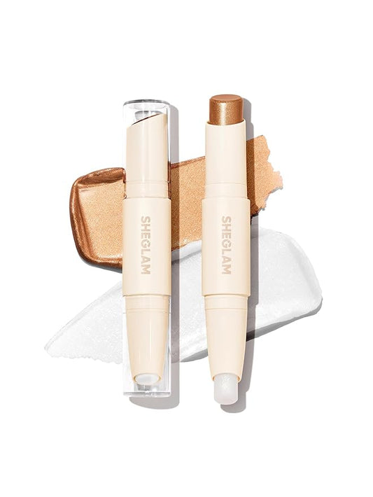 SHEGLAM 2 In 1 Dual Head Cream Contour Highlighter Stick Highly Pigmented Face Bronzer Makeup - Pearl & Sand-Velvo Beauty