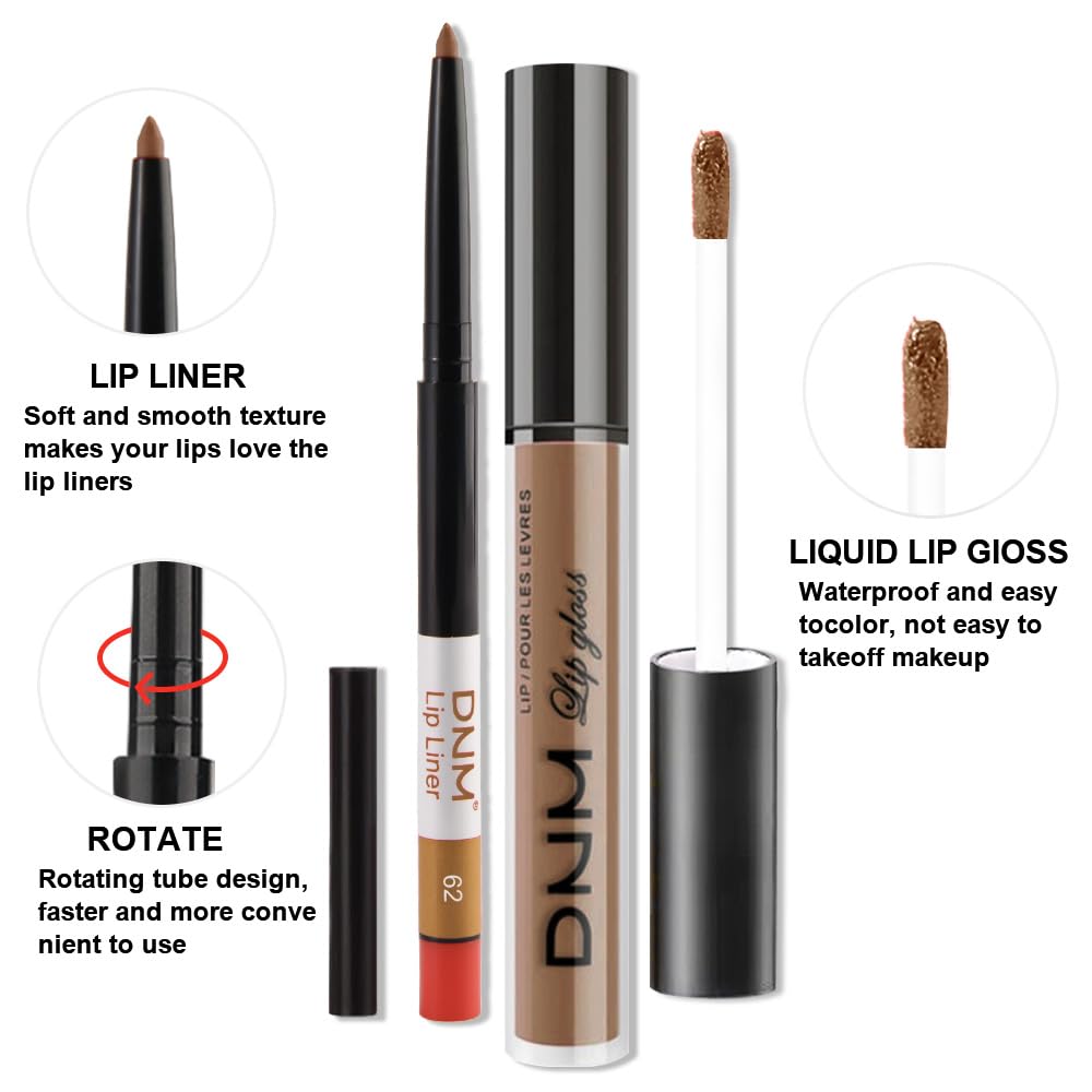 evpct 2Pcs Nude Matte Lip Liner and Lipstick Combo Set for Women, Nude Lip Combo Set Liquid Lips Stick Gloss and Lipliner Stains Set Long Lasting Waterproof, Lips Makeup 24 Hours labiales originales-Velvo Beauty