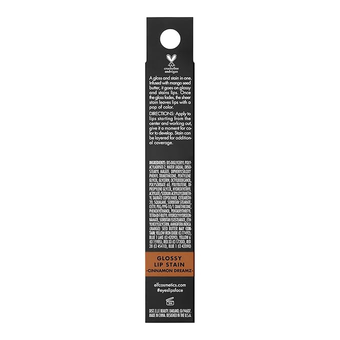 e.l.f. Glossy Lip Stain, Long-Lasting, Lightweight Lip Stain For A Sheer Pop Of Color & Subtle Gloss Finish, Vegan & Cruelty-Free, Cinnamon Dreamz-Velvo Beauty
