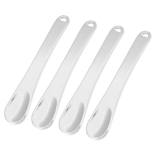 VOCOSTE 4 Pcs Makeup Spatula Mini Spoon, Eye Cream Massage Sticks Beauty Scoop, for Facial Cosmetic Face Cream, Zinc Alloy 2.32"x0.46", Silver Tone-Velvo Beauty