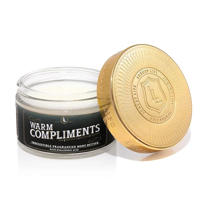 LUXURY LIFE Bed Butter - Scented, Luxurious Body Butter With All-Natural Hyaluronic Acid For Soft, Glowing, Hydrated Skin - For Men & Women - For All Skin Types - Warm Compliments Scent, 5 oz-Velvo Beauty
