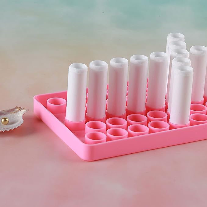 RONRONS Pink Lip Balm Crafting Kit, Professional Lipsticks Filling Tray with 50 Small Holes and Spatula, Easy to Fill 50 Pieces Lipstick Tubes Containers for Business Gifts-Velvo Beauty