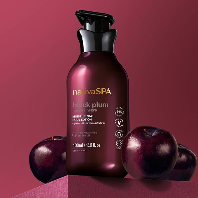 Nativa SPA by O Boticário, Black Plum Moisturizing Body Lotion, Long-Lasting Hydration and Lightweight, Fragranced Moisturizer, 13.5 Ounce-Velvo Beauty