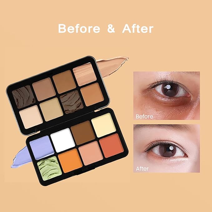 16 Color Corrector Concealer Foundation Palette Cream Set, Orange Green Peach Color Correcting Camouflage Makeup Cream Contour Palette with 11Pcs Makeup Brush Kit for Dark Circles Dark Spots-Velvo Beauty