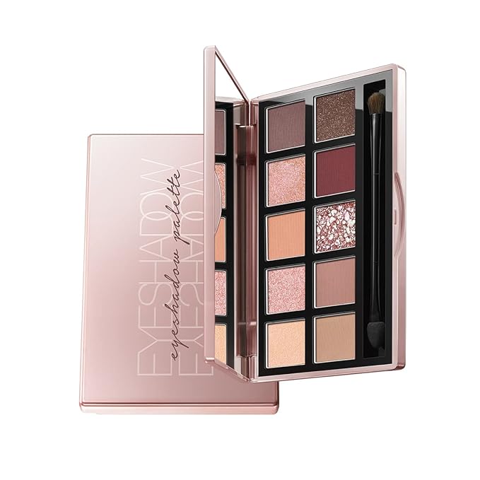 10 Color Eyeshadow Palette, Matte, Shimmer, Glitter Pigment Eye Shadow Makeup Pallete, Neutral Nudes Sunny Orange Eye Makeup Palette with Brush & Mirror, 01.Sunset-Velvo Beauty