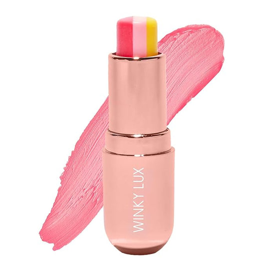 Winky Lux Pink Lemonade Tri-Color Tinted Lip Balm – Lip Care with Jojoba Oil & Vitamin E, Sheer Tint, Juicy Citrus Scent, Softens and Hydrates Dry Lips-Velvo Beauty
