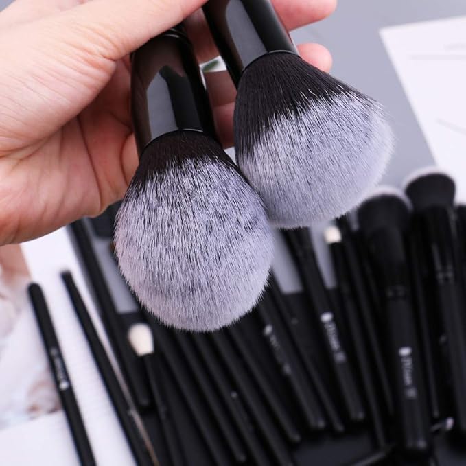 DUcare 27Pcs Makeup Brush Set Black Professional Premium Cosmetic Brushes for Foundation, Concealer, Eyeshadow, Blending, Powder, Contouring-Velvo Beauty