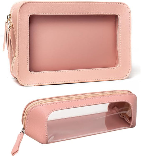Clear Makeup Bag Small, TSA Approved Portable Toiletry Bag with Zipper Cosmetic Travel Bag Makeup Organizer Case Mini Makeup Pouch for Purse Car Organizer Bag for Women Men-Velvo Beauty
