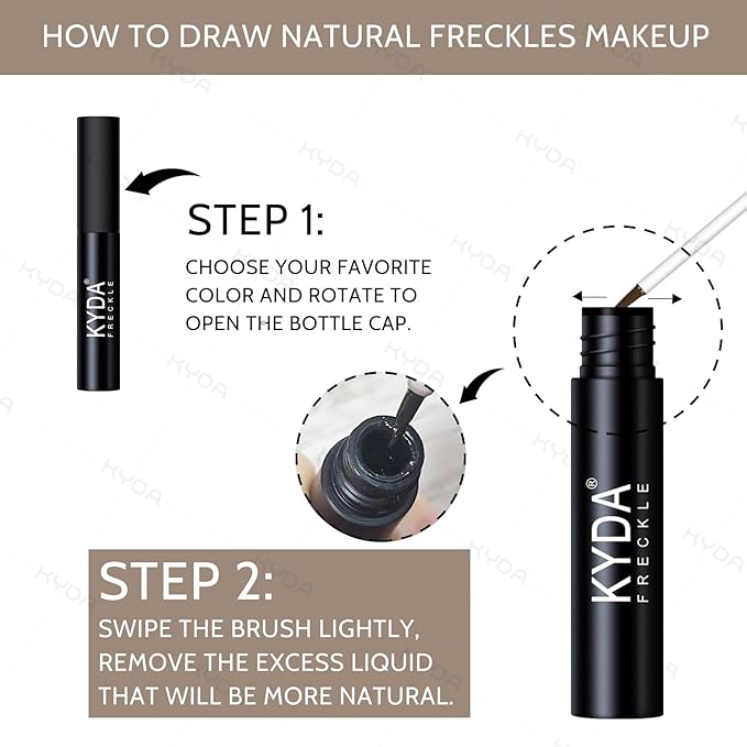 KYDA 2 Colors Liquid Freckle, Natural Freckle Makeup Pen, Longlasting Face Freckle Liquid Makeup, Soft Dot Sopt Pen Magic Freckle Color-Light Brown&Dark Brown-Velvo Beauty