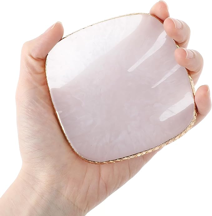 Resin Nail Art Palette Gold Edge Nail Holder Heart Shaped Color Makeup Foundation Mixing Tools Display Board Gel Nail Art Color Mixing Palette Painting Tray Manicure Tool (Milky)-Velvo Beauty