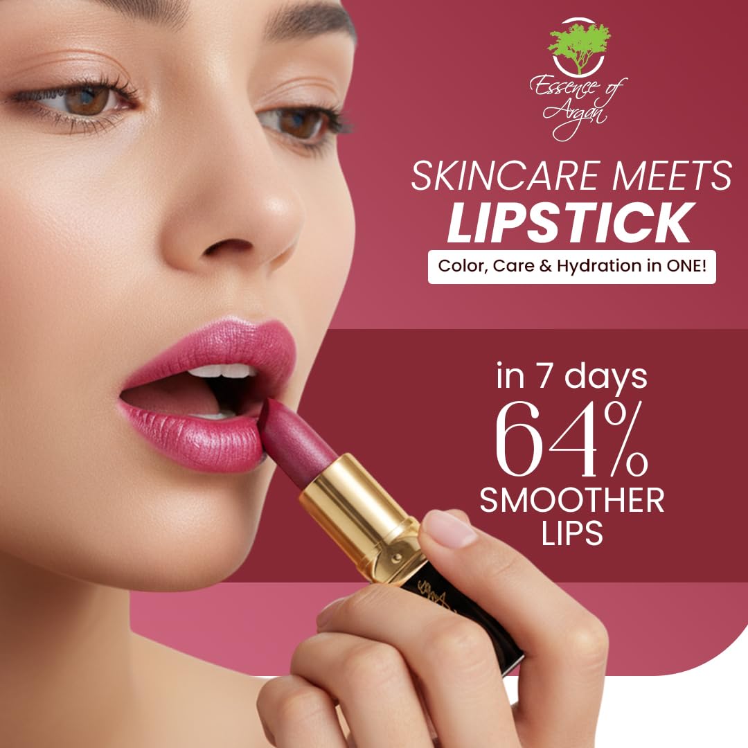 Essence Of Argan Precious Pink Lip Stick for Cracked and Dry Lips -100% Organic Shea Butter, Argan,Jojoba & Grapeseed Oil - Hydrating Long Lasting Lipstick - Deep Moisturizing Pink LipStick for Women-Velvo Beauty