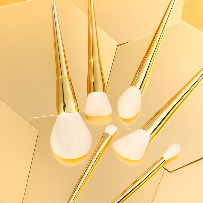 DUcare Makeup Brushes 15Pcs Makeup Brush Set with Holder Premium Synthetic Powder Foundation Contour Blush Concealer Eye Shadow Blending Liner Make Up Brush Kit gold-silver-Velvo Beauty