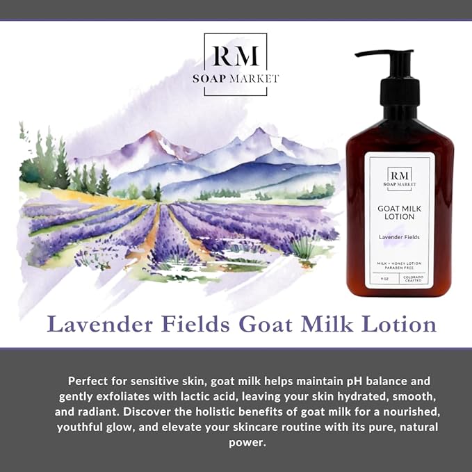Goat Milk Lotion, Lavender Fields Fragrance, Hydrating Lotion for Men & Women With Nourishing Goat Milk, Shea Butter, Sunflower Oil & Aloe, Packed With Vitamin A, E & Selenium, 9 Oz-Velvo Beauty
