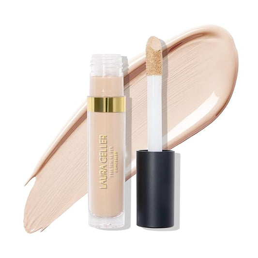 LAURA GELLER NEW YORK The Ideal Fix Concealer - Porcelain - Buildable Medium to Full Coverage Liquid Concealer - Covers Under Eye Dark Circles & Blemishes - Long-Lasting-Velvo Beauty