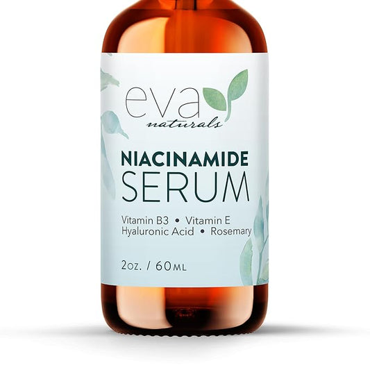 Eva Naturals Niacinamide 5% Serum for Face – B3 Pore Minimizer, Acne Treatment & Dark Spot Corrector with Hyaluronic Acid, Vitamin E, Aloe & Neem – Anti-Aging, Non-Greasy, Hydrating, 2oz-Velvo Beauty