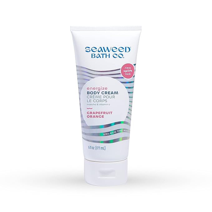 Seaweed Bath Co. Energize Body Cream - Grapefruit Orange | Hand and Body Lotion with Vitamin C, Hyaluronic Acid and Shea Butter | Invigorating Moisturizer For Dry Skin | 6 oz-Velvo Beauty