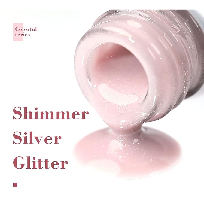 RARJSM Glitter Gel Nail Polish Nude Gel Polish 6pcs Set Shimmery Jelly Nail Gel Polish Iridescent Sparkly Pale Pink Purple Apricot Beige Translucent Natural Skin Tone Color 7.5ml Soak off UV LED Cured-Velvo Beauty