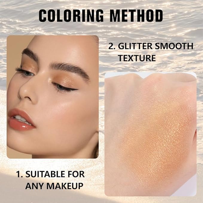 Golden Glitter Eyeshadow – Neutral Shimmer Eye Shadow, Daily Waterproof Long-Lasting Eyeshadow Powder Palette for Women Eye Makeup sombras para ojos (06)-Velvo Beauty