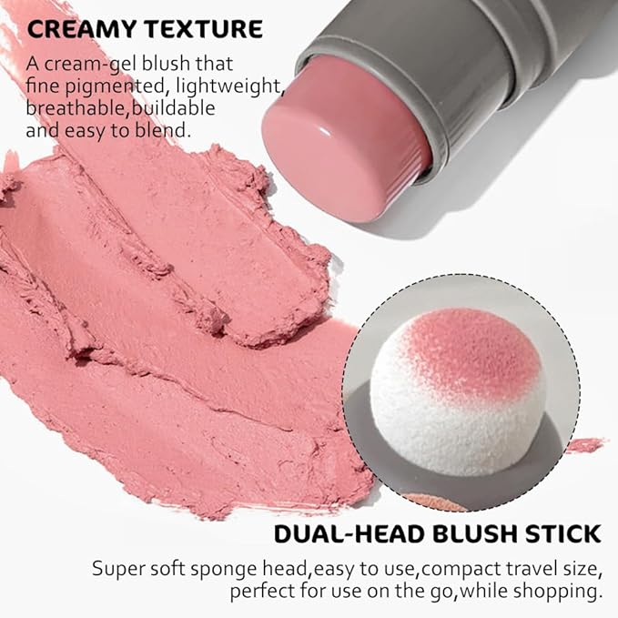 Cream to Powder Blush Stick, High Impact Color, Moisturizing Face Makeup (01#, 1 Count (Pack of 1))-Velvo Beauty