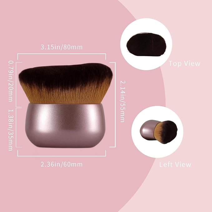 Extra-Large 75mm Body Makeup Brush Vegan Synthetic Bristles for Streak-Free Self Tanner, Bronzer & Foundation, Wet/Dry Use, Oval Face & Back Application–Pink Rose Gold-Velvo Beauty