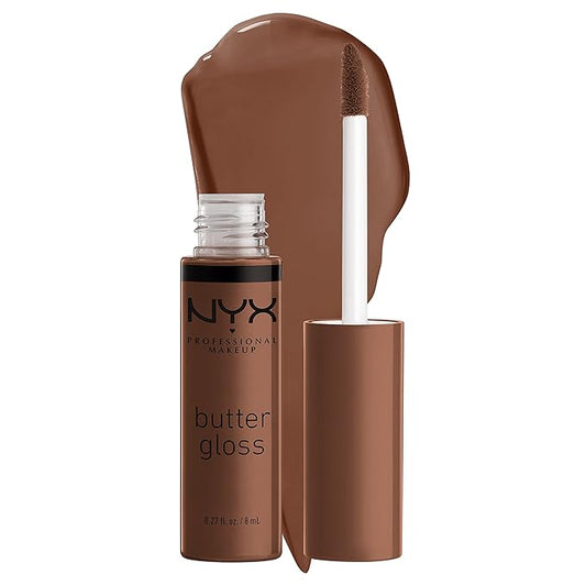 NYX PROFESSIONAL MAKEUP Butter Gloss Brown Sugar, Non-Sticky Lip Gloss - Fudge Me (Warm Brown)-Velvo Beauty