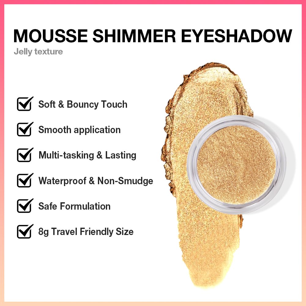 Cream Glitter Golden Yellow Shimmer Metallic Eyeshadow Palette Makeup, Natural Single Mini Instant Holographic Eyeshadow For Women, Sombras Crema Para Ojos, Talc, Paraben&Cruelty Free-Velvo Beauty