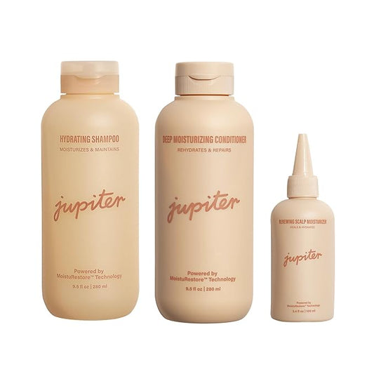 Jupiter Hydrating Shampoo, Deep Conditioner, & Scalp Moisturizer, Moisture Renewal Trio, Physician-Formulated for Dry, Itchy, Tight Scalp Care, Color-Safe, Sulfate-Free, Hydrating Scalp Solution-Velvo Beauty