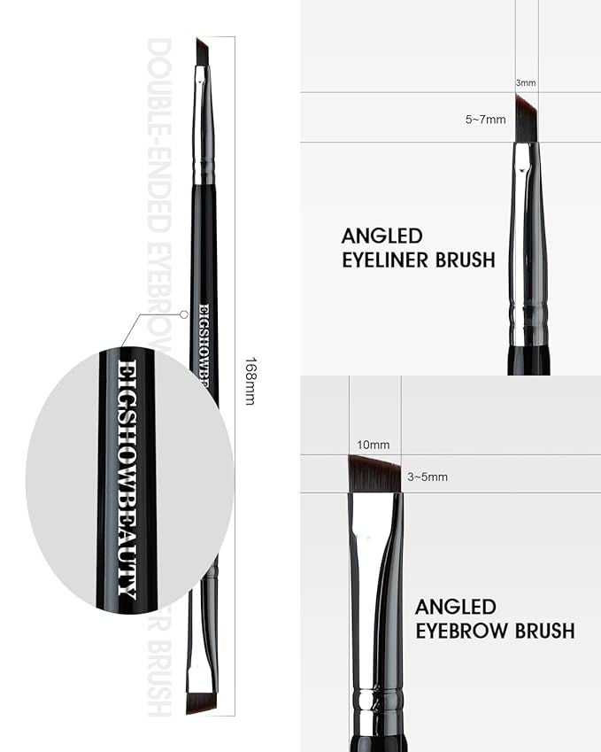 Eyebrow Brush & Eyeliner Brush, EigshowBeauty Double-Ended BrushesOne Brush For 2 Uses - Black (D104)-Velvo Beauty