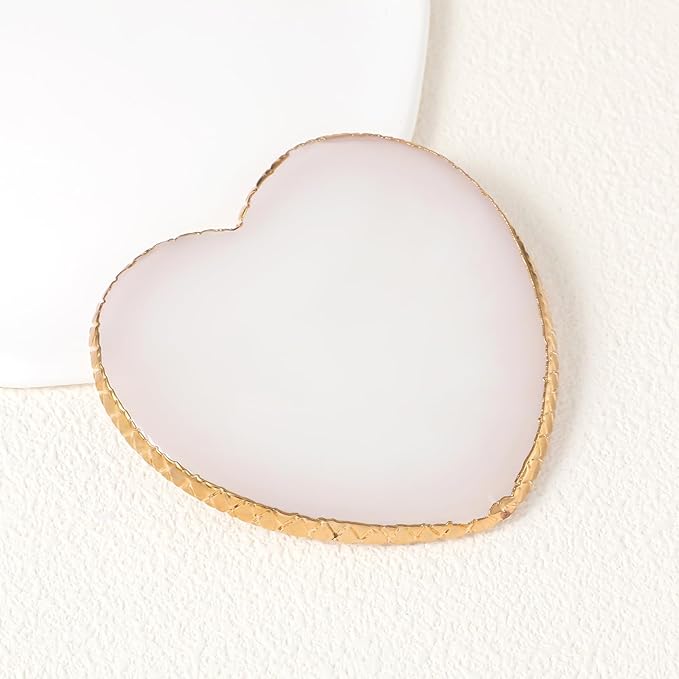 Resin Nail Art Palette, Makeup Palettes Nail Mixing Palette Polish Color Mixing Plate Golden Edge Heart Shaped Nail Art Display Holder Display Board Heart Shape Cosmetic Mixing Tools-Velvo Beauty