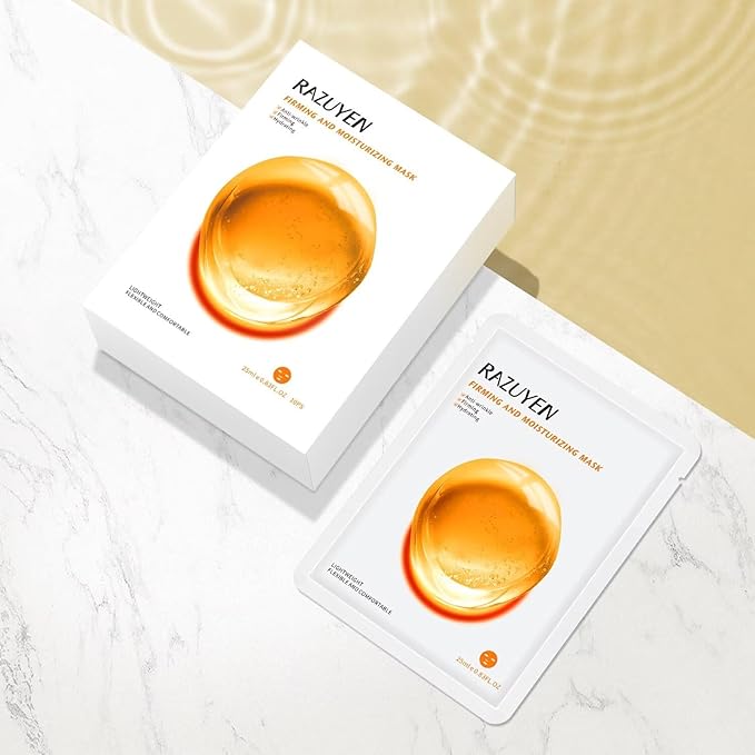 Firming and Moisturizing Sheet Face Masks ((Pack of 10)) with Hyaluronic Acid and Peptides, Reduce Fine Lines and Wrinkles, Hydrating & Anti-Aging Spa Face Mask, Facial Skin Care-Velvo Beauty