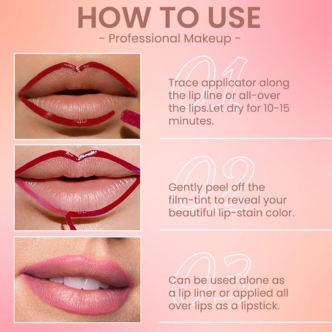 2Pcs Matte Liquid Lip Stain Peel Off Lip liner Tattoo, Matte Peel Off Lip Stain, Long Lasting Waterproof Lipstick Lip Gloss Stain, Transfer-proof for All Skin Types (0.24 fl oz-00#+06#)-Velvo Beauty