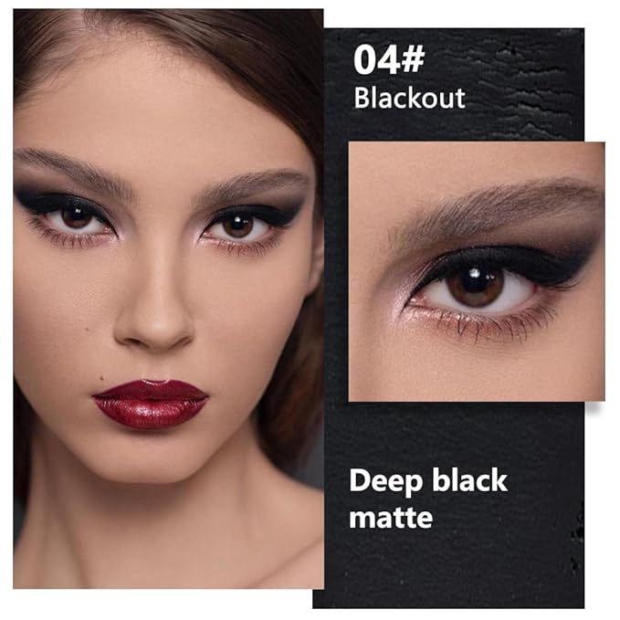 Dark Black Matte Eyeshadow – Smoked Eye Shadow, Daily Waterproof Long-Lasting Eyeshadow Powder Palette for Women Neutral Eye Makeup sombras para ojos (04)-Velvo Beauty